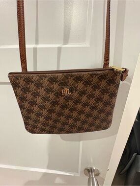 Ralph Lauren Brown RL Monogram Crossbody Bag